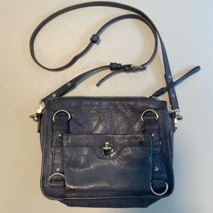 Women’s blue crossbody leather bag